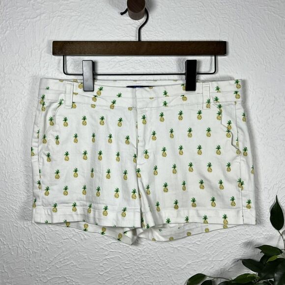 Blue Rain Pants - Francesca's Women's Medium Pineapple Print Scalloped Front Pocket White Shorts